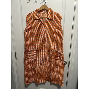 Vintage button up orange and brown dress from Italy